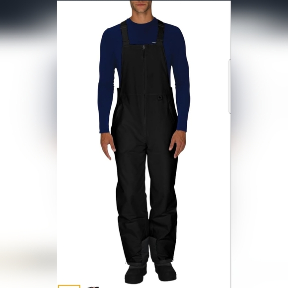 NWT Men's Black Essential Snow Bib Overalls Size Medium - Picture 1 of 8